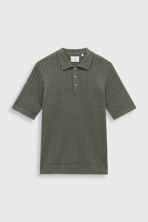 Gilbert knit polo shirt OLIVE MELANGE
